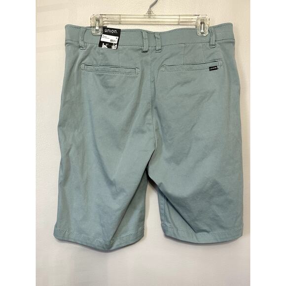 Union Men's Blue/Green Chino Twill Shorts Comfort Flex 32 NWT - Picture 4 of 9